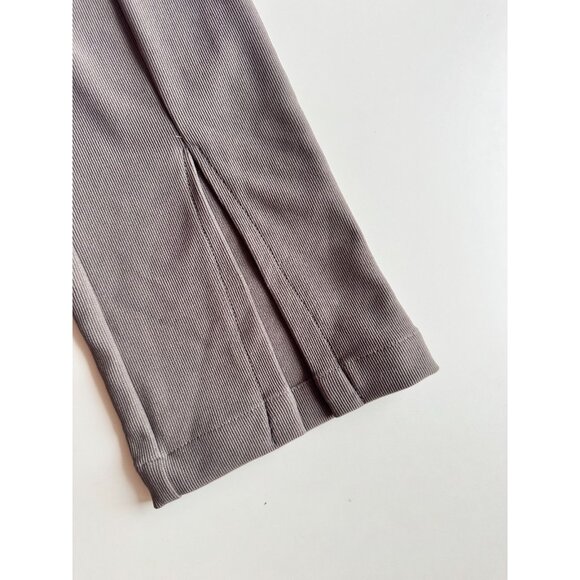ZARA Grey Taupe Stretch Ribbed Knit Flared Front Hem Slit Pants, Size S - Picture 4 of 15